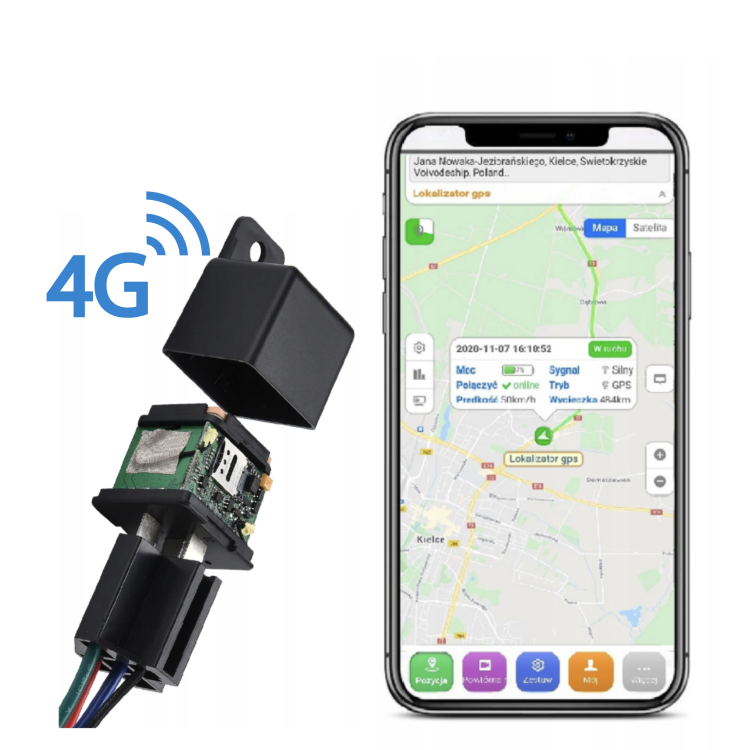 Lokalizator GPS do auta odcięcie paliwa pojazdu przekaźnik 4G + 2G ST-907L