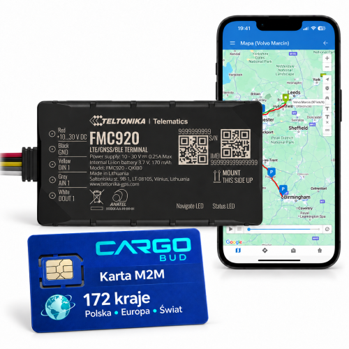 Lokalizator GPS do auta Teltonika FMC920 4G – śledzenie w czasie rzeczywistym karta M2M aplikacja gotowy do użycia