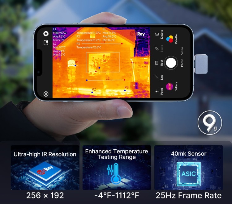 Mini Kamera Termowizyjna do telefonu InfiRay P2 PRO Aplikacja Android USB C