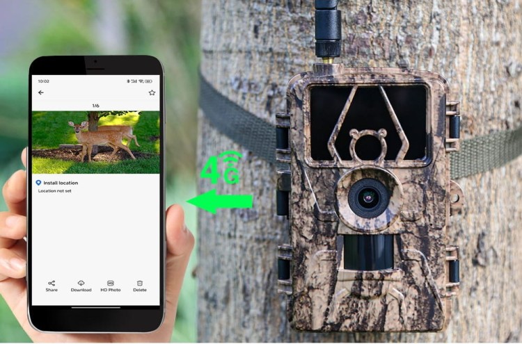 FOTOPUŁAPKA KAMERA LEŚNA MYŚLIWSKA 4G 8K POLSKIE MENU TRYB NOCNY APLIKACJA