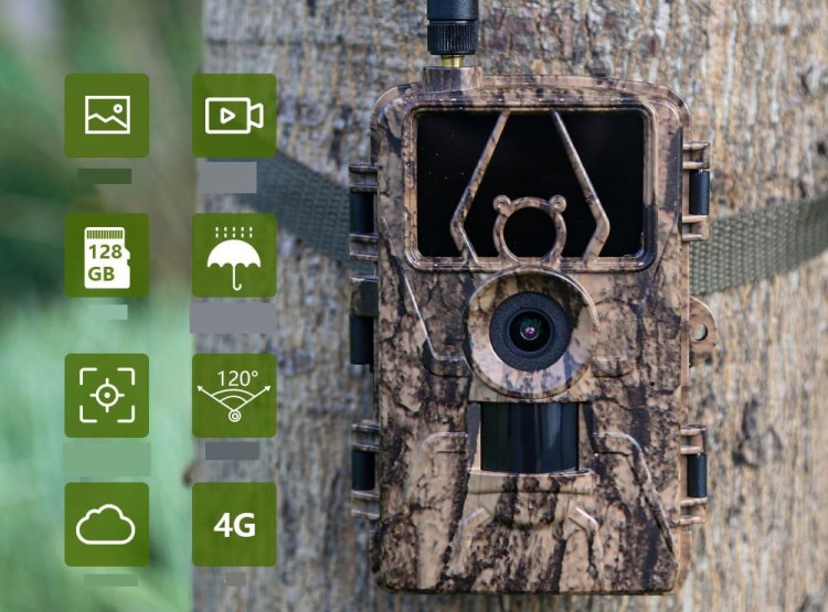 FOTOPUŁAPKA KAMERA LEŚNA MYŚLIWSKA 4G 8K POLSKIE MENU TRYB NOCNY APLIKACJA