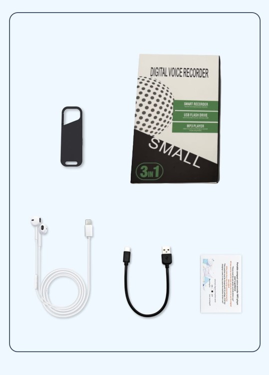 Mini dyktafon 16 GB detekcja brelok podsłuch