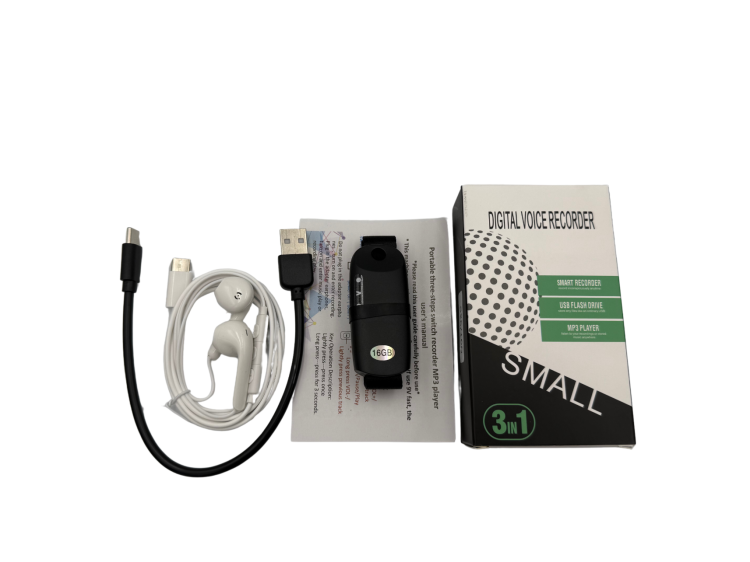 Mini dyktafon na zawieszce dyktafon 16GB smycz