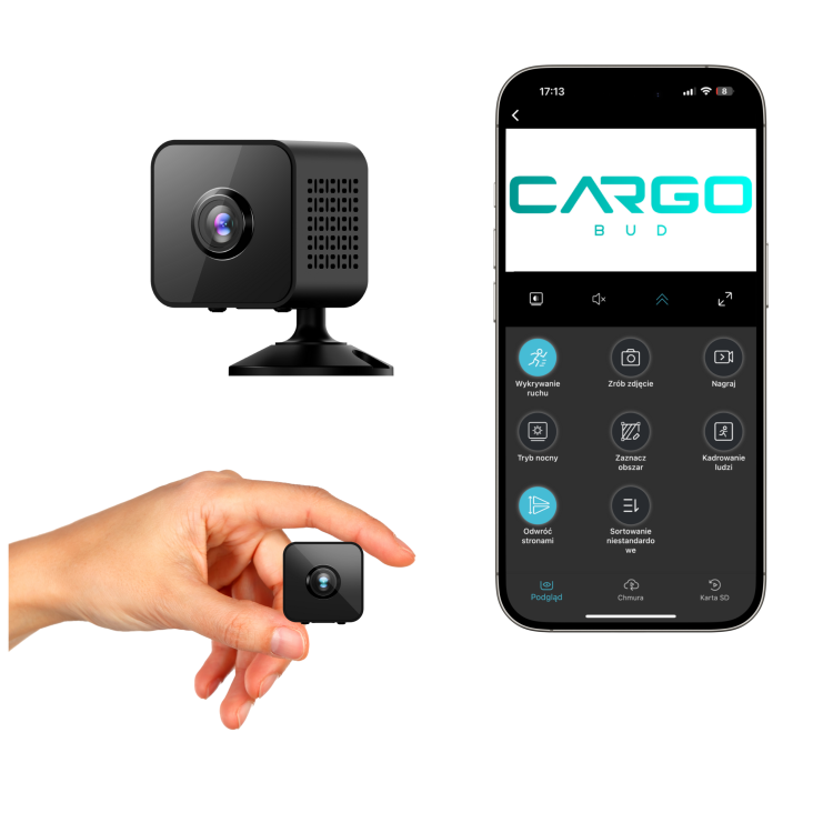 UKRYTA MINI KAMERA WIFI PODGLĄD NA ŻYWO DETEKCJA ALARMY BATERIA