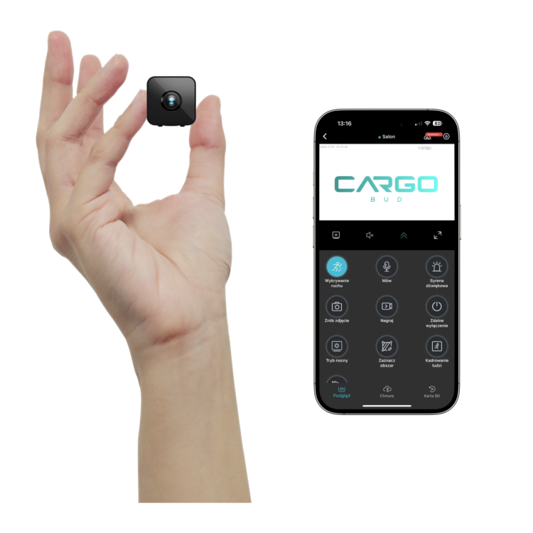 UKRYTA MINI KAMERA WIFI PODGLĄD NA ŻYWO DETEKCJA ALARMY BATERIA